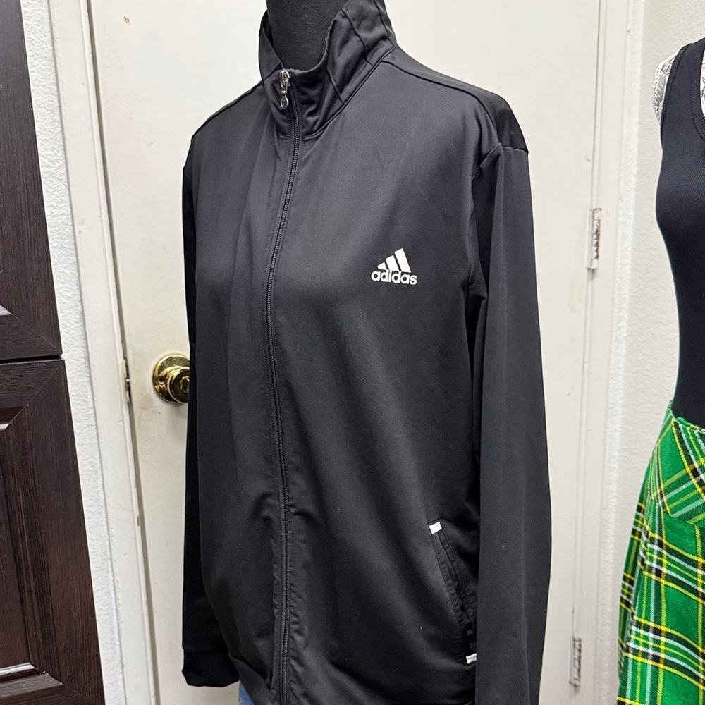 adidas Black Full‑Zip Bomber Track Jacket